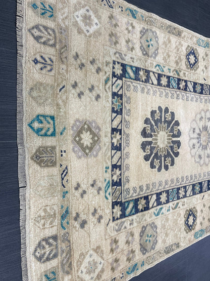 Vintage Handmade Rug Muted  3.6 x 6.3 Vintage Rug Wool Oushak Rug Hand Made Rugs Vintage Turkish Rug Living Room Rug