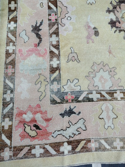 Vintage OUSHAK RUG, 12.6 x 8.6 Oushak Rug, Vintage Oushak Rug Wool Oushak Rug Hand Made Rugs, Authentic Oushak Rug