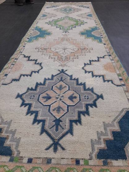 Muted Vintage Runner Rug 3 x 10.7 Muted Hallway Runner Kitchen Runner Rug Muted Staircase Runner Rug Muted Oushak Rug XĹ Turkish Runner