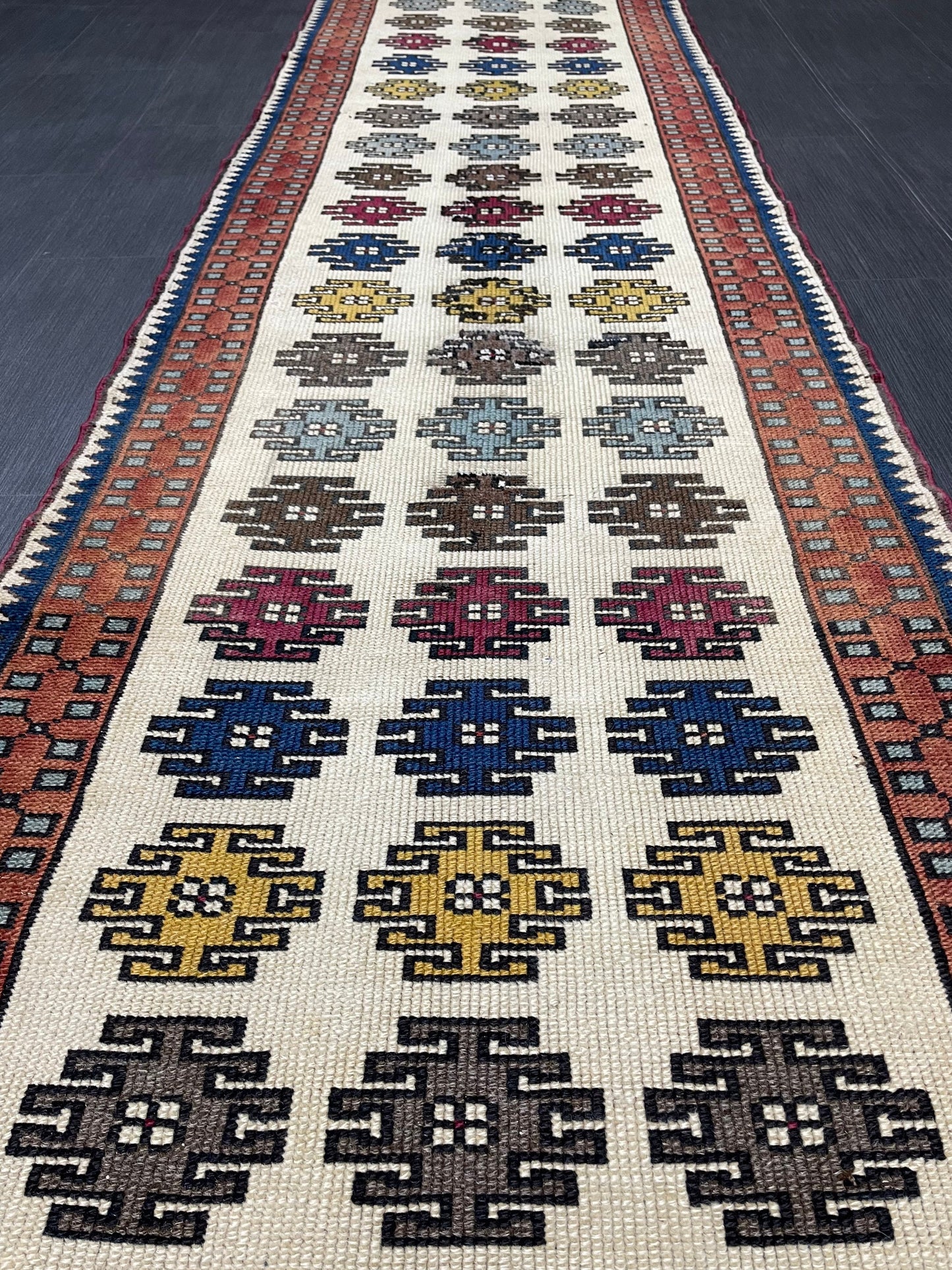 Vintage Runner Rug 2.6 x 11.5, Turkish Runner Rug, Handmade Runner Rug,Hallway Runner Kitchen Runner Rug Wool Runner Rug Oriental Runner Rug