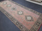 Muted Turkish Runner Rug 4.2 x 11 Muted Vintage Runner Rug Hand Made Runner Rug Pink Vintage Runner Rug Hallway Runner Rug Distressed Runner