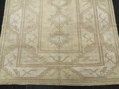Muted Vintage RUG 6.4 x 9.4 TURKISH Rug Distressed Vintage  Rug Wool Oushak Rug Large Hand Made Rugs Vintage Turkish Rug 7x10