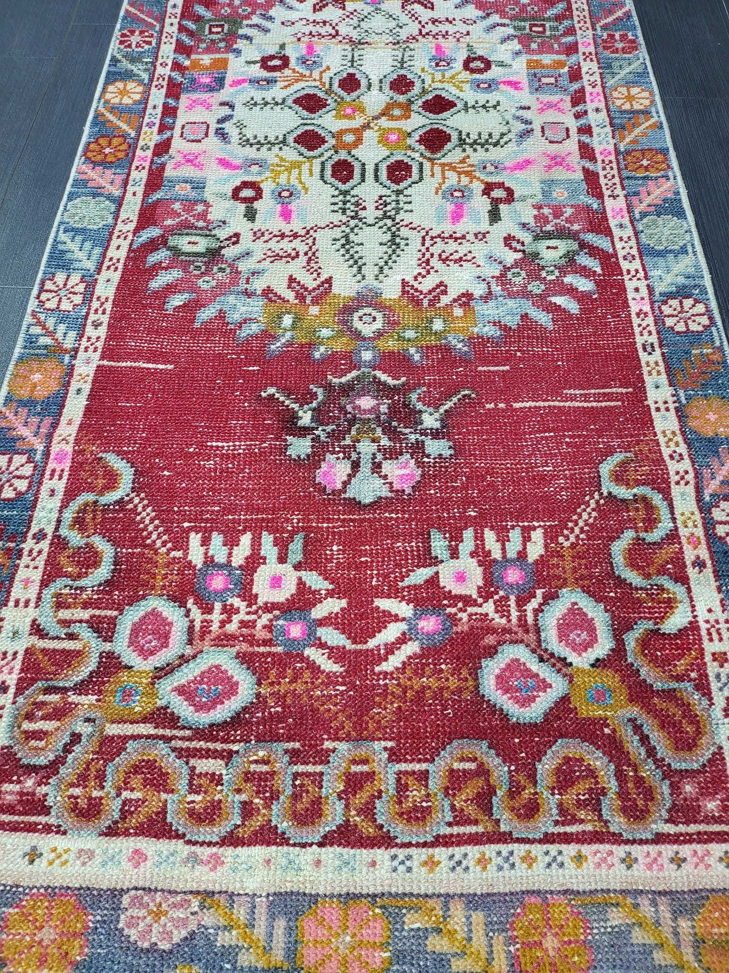 Antique Rug, Vintage Rug, Turkish 2.6 x 6 Wool Rug, Oushak Rug, Fine Knotted Rug, Hand Knotted Rug, Persian Rug, Handmade Rug