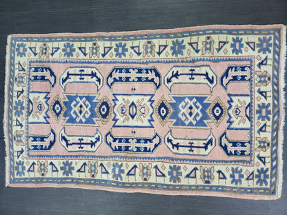 3x5 Vintage Rug,  TURKISH HANDMADE Rug, Vintage Turkish Rug, Oushak Rug, Turkish Oushak Rug, Vintage Handknotted Rug, Wool Rug
