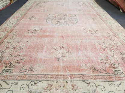 10'9x6'10 large oushak vintage rug,vintage oushak rug,large area rug