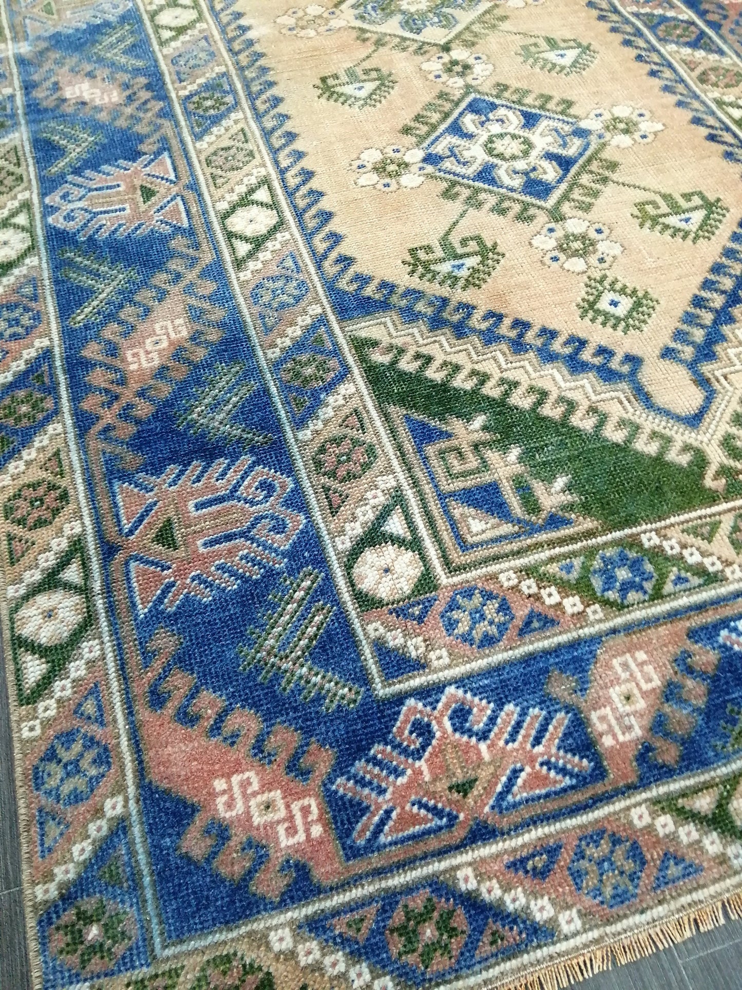 7 x 4 Blue Rugs, Hand Made Rug, Navy Oushak Rug, Rustic Rug, Bohemian Rug, Rug Runner, Turkish Rug, Farmhouse Rug, Vintage Rug, Wool rug