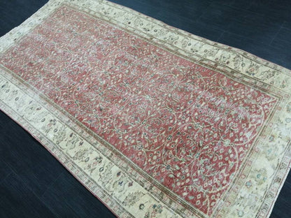 Knotted Rugs, 6.7 x 3.7 Hand Made Rug, WOOL Oushak Rug, Rustic Rug, BohO Rug, Rug Runner, Turkish Rug, Farmhouse Rug, Vintage Rug, Wool rug