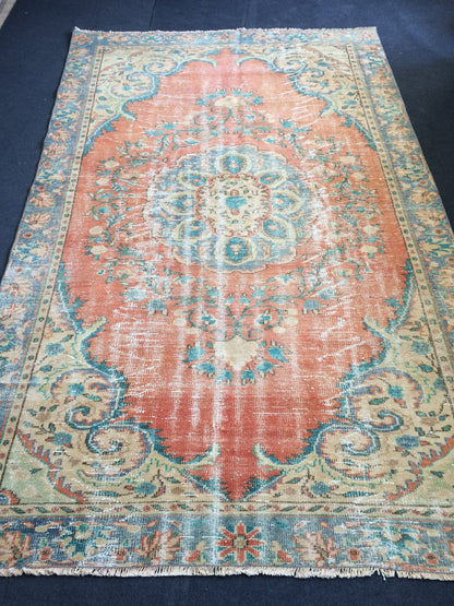 6x10 Large Area OUSHAK RUG TURKISH  Rug Vintage Rug Vintage Oriental Rugs Oushak Rug Hand Made Rugs Vintage Turkish Rug