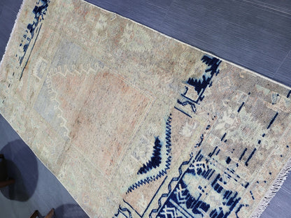 Handmade 3.2 x 6 Rug, Oushak Rug, Rustic Rug, primitive Rug, Fun Rug, Turkish Rug, Farmhouse Rug, Vintage Rug, Wool rug