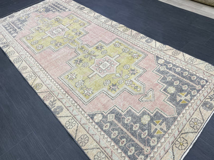 Vintage RUG 4 x 8.7 TURKISH Rug Oriental Rug Vintage Oushak Rug Vintage Persian Wool Rug Hand Made Rugs Vintage Turkish Rug Discounted Rugs