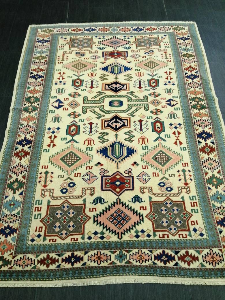 Quality Hand Made Rug  6.9 x 5 Vintage Rug Oushak Rug, Bohemian Rug, Rug Runner, Turkish Rug, Farmhouse Rug,  Wool rug