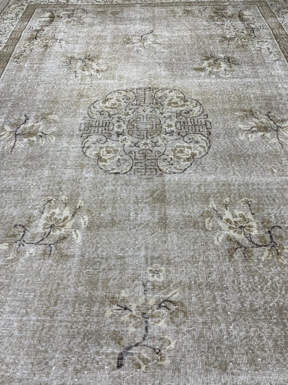 Large Muted Oushak Rug Large Area Antique 8.4 x 12.2 Vintage Turkish Rug Hand Knotted Rug Vintage Handmade Persian Rug