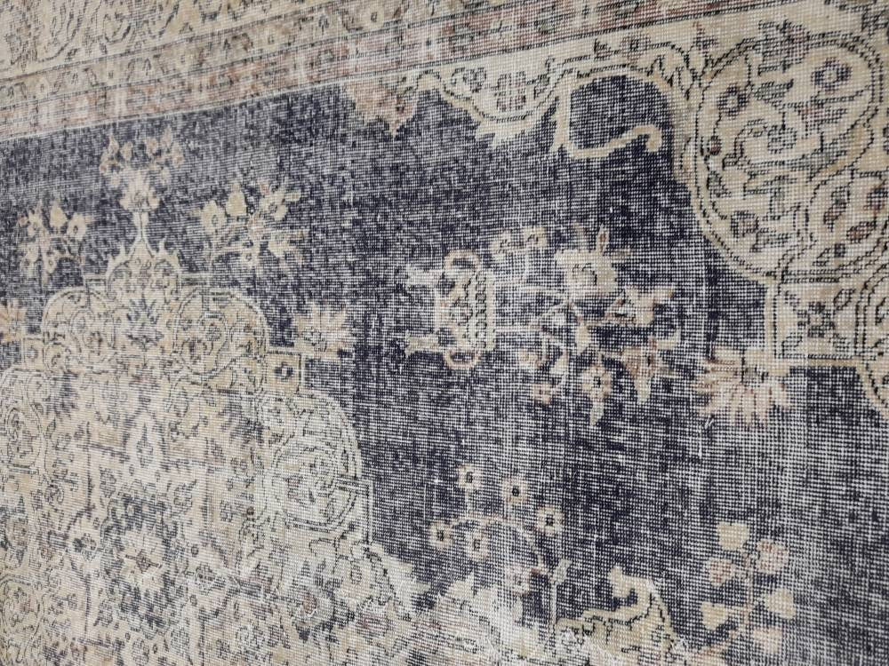 TURKISH HAND Knotted Rug 6.5 x 8 Vintage Turkish Rug Oushak Rug Traditional Rug Oriental Blue Rug Muted Vintage Floral Rug Elegant Wool Rug