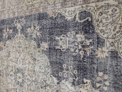 TURKISH HAND Knotted Rug 6.5 x 8 Vintage Turkish Rug Oushak Rug Traditional Rug Oriental Blue Rug Muted Vintage Floral Rug Elegant Wool Rug
