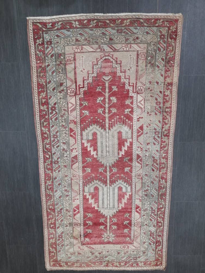 Antique Rug, Hand Made Rug, 3.4 x 6.7 Oushak Rug, Hand Knotted Rug, Bohemian Rug, Turkish Rug, Farmhouse Rug, Vintage Rug, Wool rug