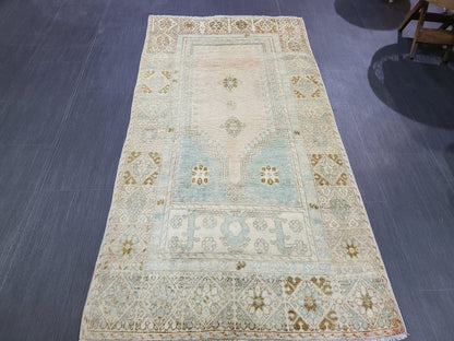OUSHAK RUG, TURKISH 2.9 x 5.2 Antique Rug,  Vintage  Rug, Antique Rug Wool Handknotted Rug,  Handmade Rug,Vintage Turkish Rug