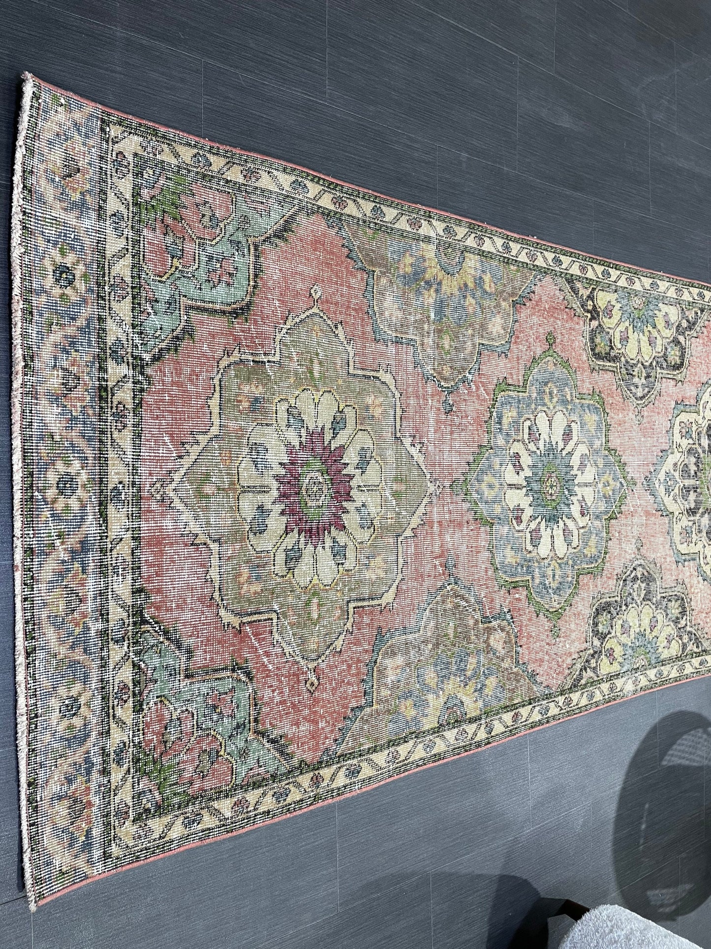 Handmade Runner Rug, Turkish Runner 3.7 x 12.4 Rug, Vintage Runner Rug, Hallway Runner Rug Kitchen Runner Rug, Hand Knotted Wool Runner Rug,