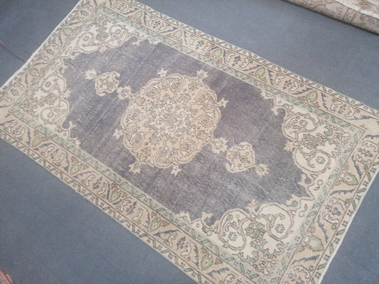 Vintage blue rug 3'9x6'6 distressed oushak rug