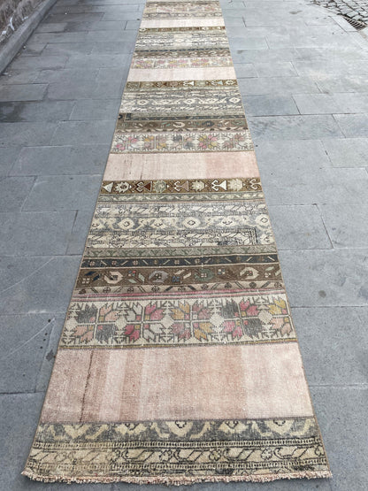 Extra Long Turkish Runner Very Long Patchwork Runner Rug 2.8 x 17.2 ft Vintage Runner Rug Oushak XL Oriental Runner Rug Staircase Runner rug
