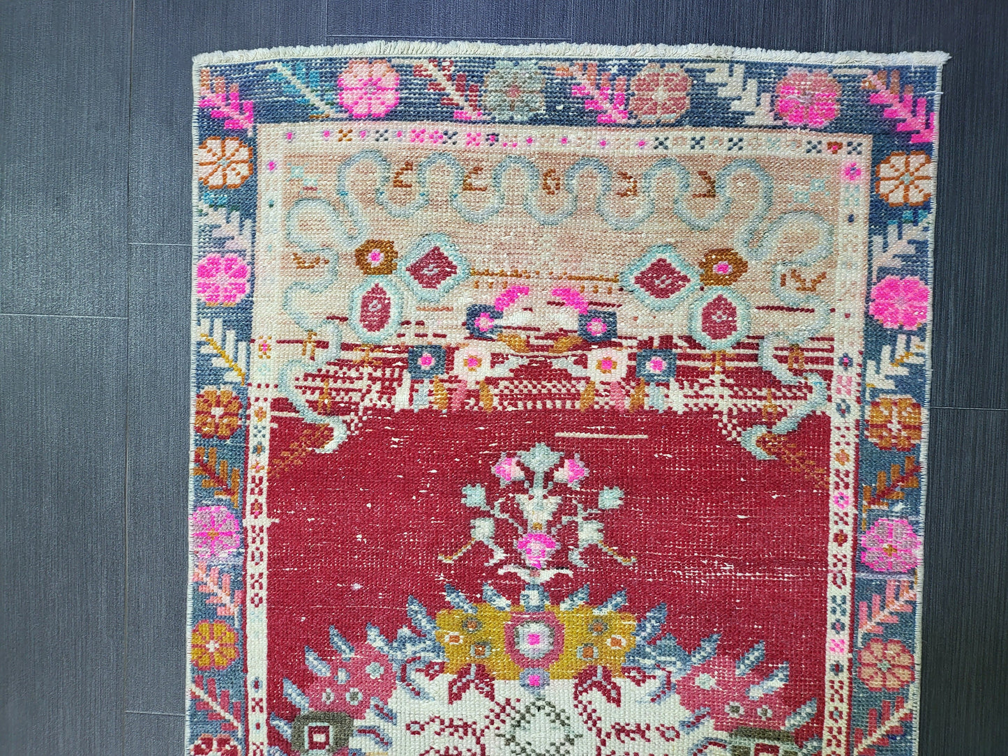 Antique Rug, Vintage Rug, Turkish 2.6 x 6 Wool Rug, Oushak Rug, Fine Knotted Rug, Hand Knotted Rug, Persian Rug, Handmade Rug