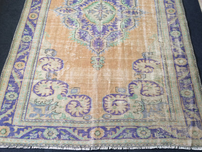 6.2 x 10 Large Area OUSHAK RUG TURKISH Oushak Rug Vintage Rug Vintage Runner Rug Wool 6 by 10 Rug Hand Made Rugs Vintage Turkish Rug