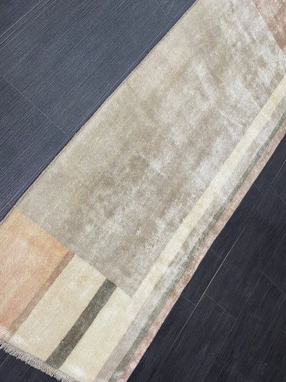 Hand Knotted Runner Rug 2 x 10.9 Modern     Oushak Runner Rug Turkish Runner Rug Abstract Rug Hallway Runner Kitchen Runner Wool Runner