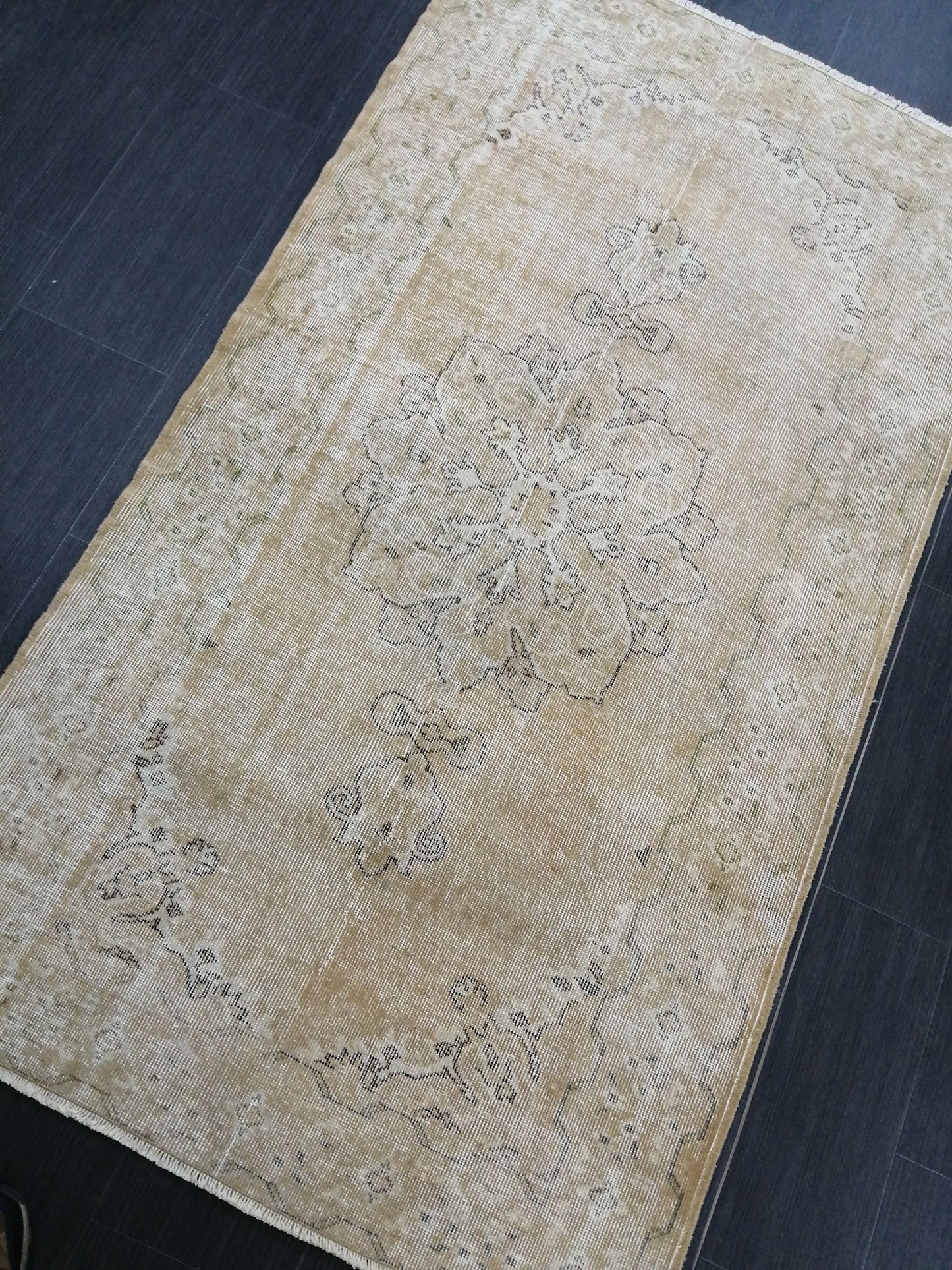 3.6 X 6.5 Neutral Rugs, Hand Made Rug, Neutral Oushak Rug, Rustic Rug, Rug Runner, Turkish Rug, Farmhouse Rug, Vintage Rug, Wool rug