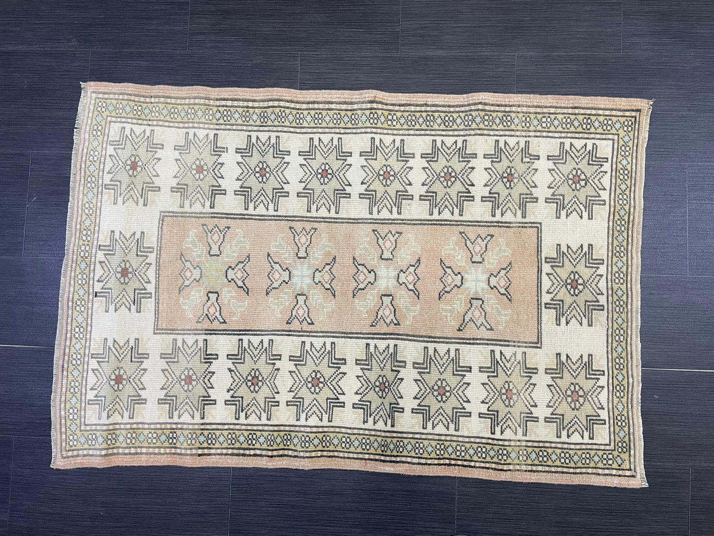 Vintage Oushak 2.10 x 4.3 Rug, Vintage Rug, Wool Muted Hand Knotted Rug, Handmade Rugs Vintage Turkish Rug