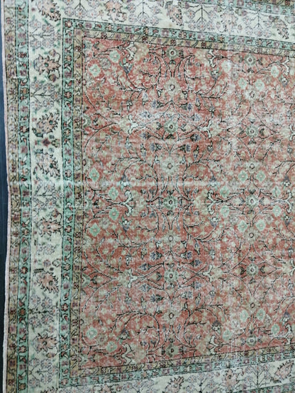 Vintage Rugs 7 x 10.4 TURKISH HAND MADE Rugs  Vintage Turkish Rugs Traditional Rug, Turkish Oushak Rug, Vintage Oushak Rug, Wool Rug