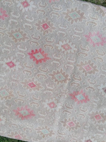 Hallway wool runner rug, handmade runner rug 2'10x6 blue bohemian rug, vintage oushak runner, turkish runner rug