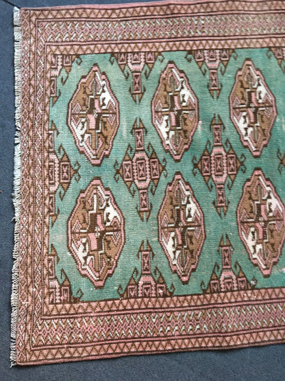 3x4 feet handmade teal persian rug - living room rug,  wool rug, bedroom floor rug, bathroom rug