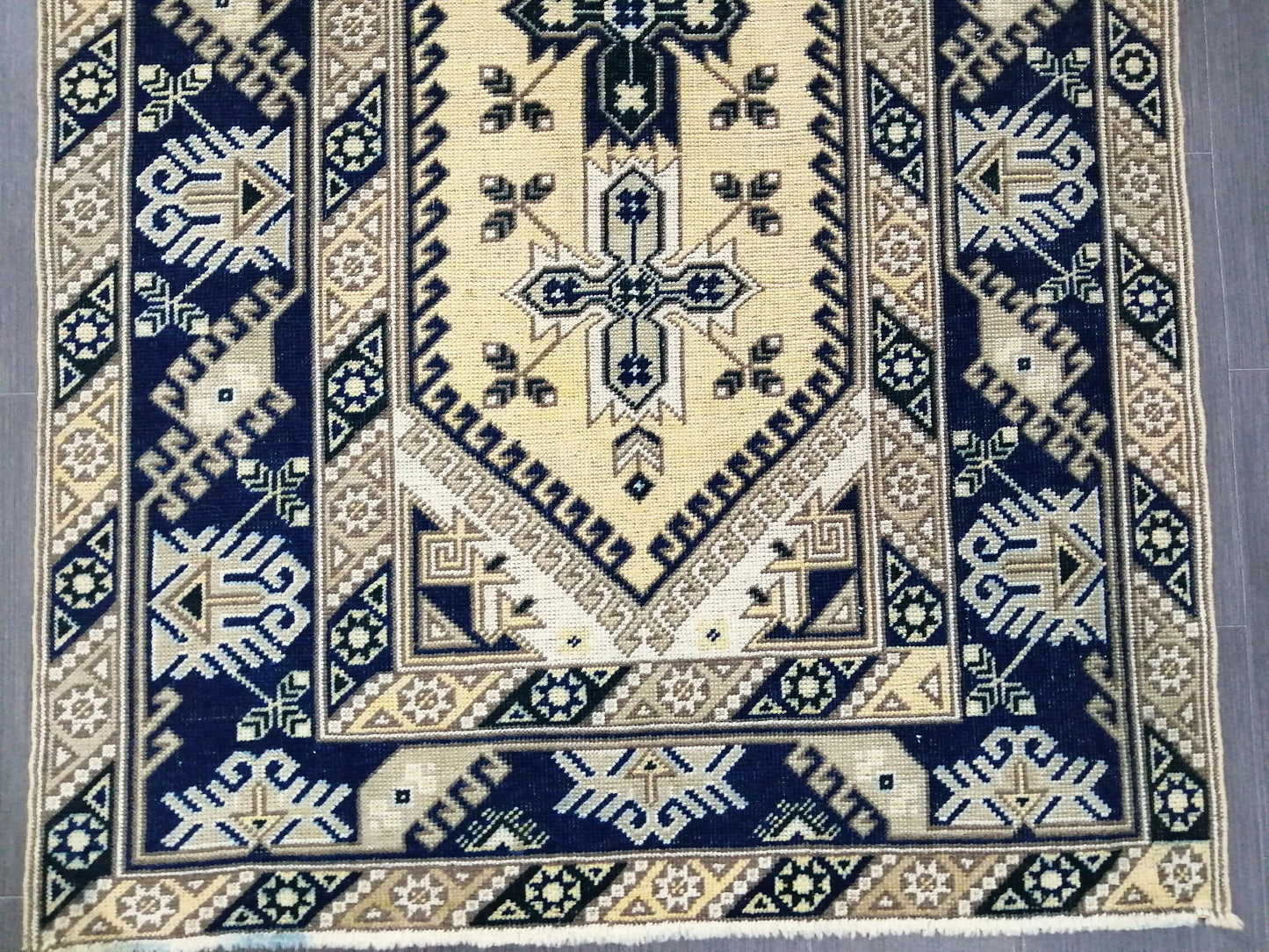 Navy Vintage Rugs  6.2 x 3.9 TURKISH HAND MADE Rugs   Vintage Turkish Rugs   Oushak Rug Turkish Oushak Rug, Vintage Oushak Rug, Wool Rug