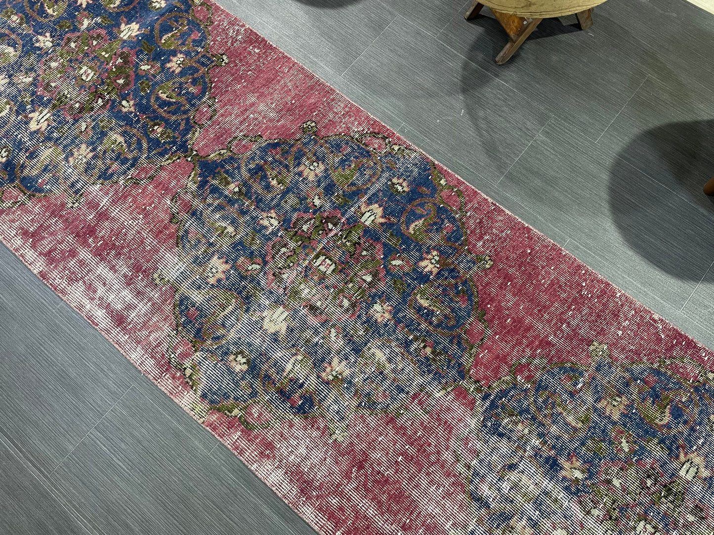 DISTRESSED Oushak Runner Rug, Turkish Runner 2.9 x 12.2 Rug, Vintage Runner Rug, Hallway Runner Rug, Kitchen Runner Rug, Wool Runner Rug