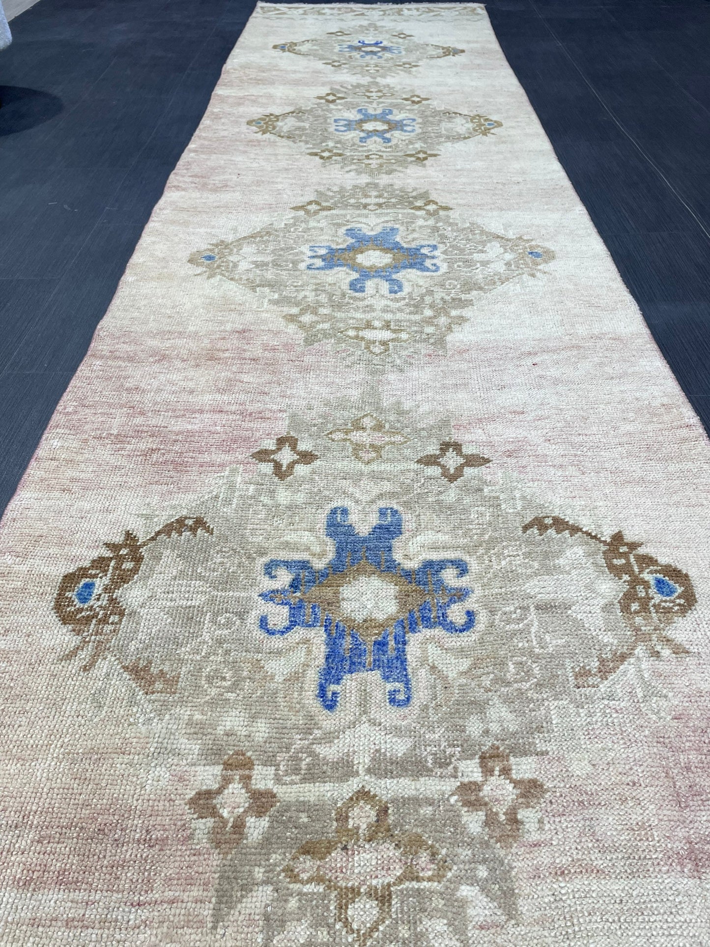 Muted Runner Rug, Turkish Runner 2.10 x 11.5 Rug, Vintage Runner Rug, Hallway Runner Rug, Hand Knotted Runner Rug, Wool Handmade Runner