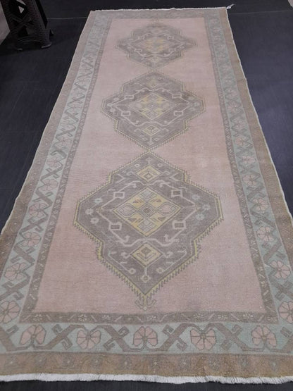 Muted Vintage Runner Rug 4.7 x 11 Muted Hallway Runner Rug Kitchen Runner Rug Muted Wool Runner Rug Muted Oushak Rug Turkish Runner Oriental