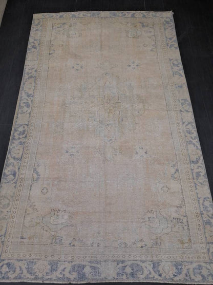 Muted Vintage Turkish Rug 6x10 Muted Vintage Persian Rug Muted Vintage Rug Distressed  Muted Oushak Rug Hand Made Rugs Vintage Turkish Rug