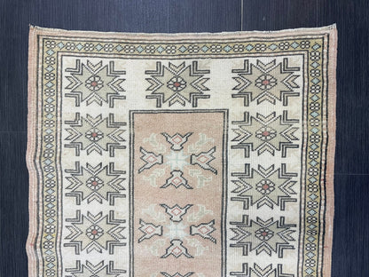 Vintage Oushak 2.10 x 4.3 Rug, Vintage Rug, Wool Muted Hand Knotted Rug, Handmade Rugs Vintage Turkish Rug