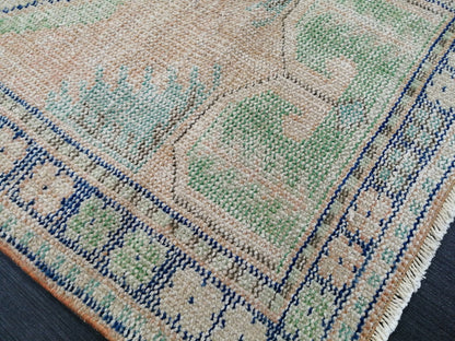 4.8 x 2.5 Muted Rugs, Distressed Hand Made Rug, Oushak Rug, Rustic Rug, Boho Rug, Turkish Rug, Farmhouse Rug, Vintage Rug, Wool rug