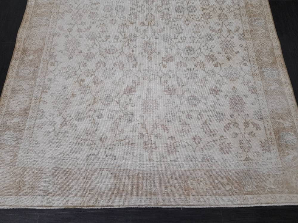 Muted Vintage RUG 6.3 x 10.2 TURKISH Rug Distressed Vintage  Rug Wool Oushak Rug Large Hand Made Rugs Vintage Turkish Rug 6x10