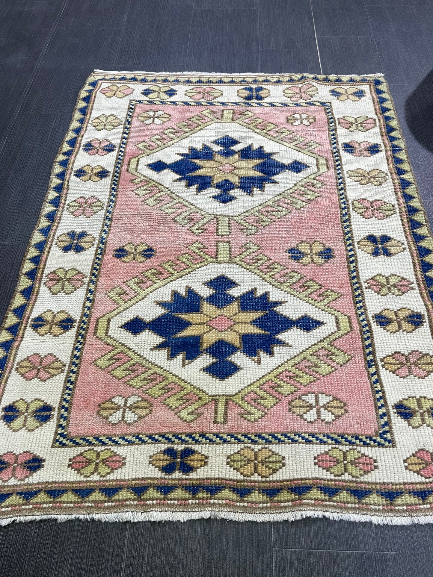 Handmade TURKISH Rug, Vintage Wool 3.3 x 4.4 Rug, Oushak Rug, Hand Knotted Rug, Anatolian Rug, Persian Rug,  100% Wool Rug,