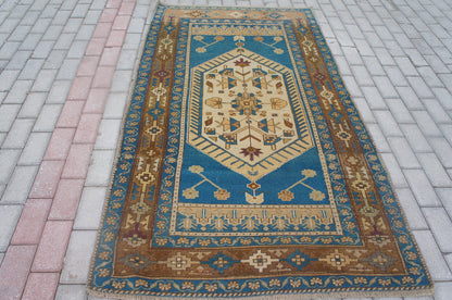 Blue Oushak Rugs Turkish Hand Made Rug Wool Oushak Rug OUSHAK RUG Blue Vintage rugs  Turkish Rugs