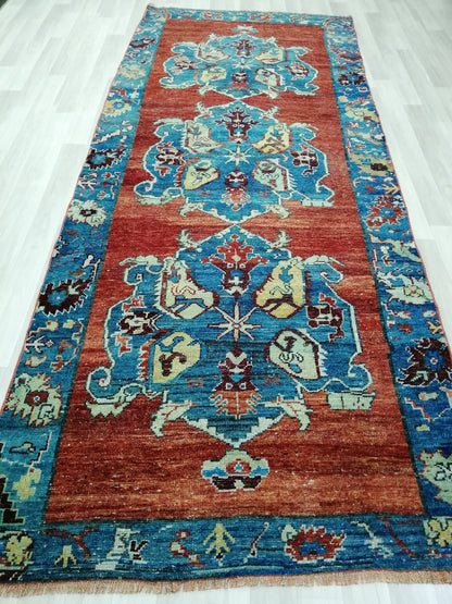 4x10 OLD Oushak Runner Rug Turkish Runner Rug Vintage Runner Rug Hallway Runner Rug Kitchen Runner Rug Wool Runner Rug Wool Oushak Rug