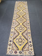 3x12 vintage handmade wool runner, oushak runner, hallway runner rug, kitchen runner