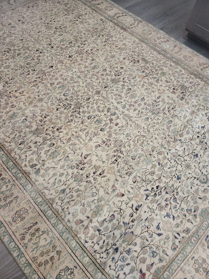 Vintage Rug 6.5 x 9.3 HAND MADE Rug Muted Vintage Turkish Rug Oushak Rug Vintage Oriental Rug, Oushak Rug, Wool Persian Rug