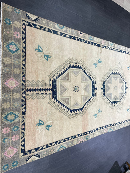 MUTED Turkish Runner Rug 4.5 x 11 Runner Antique Oushak Runner Faded Vintage Runner Rug Muted Vintage Turkish Muted Runner Rug