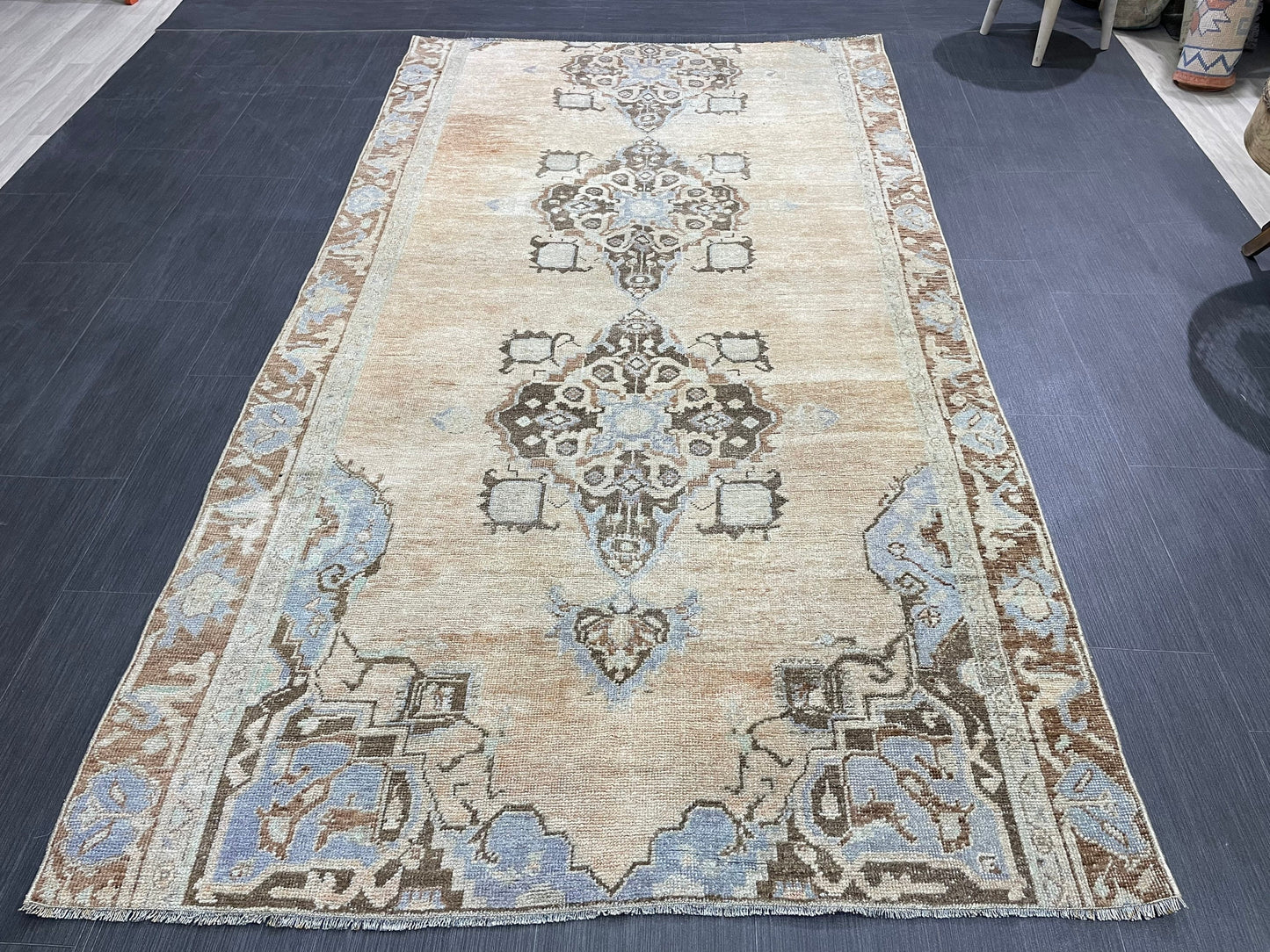Turkish Rug, Muted Handknotted 4.5 x 8.3 Rug, Handmade Rug, Persian Rug, Vintage Wool Rug, Turkish Kitchen Rug