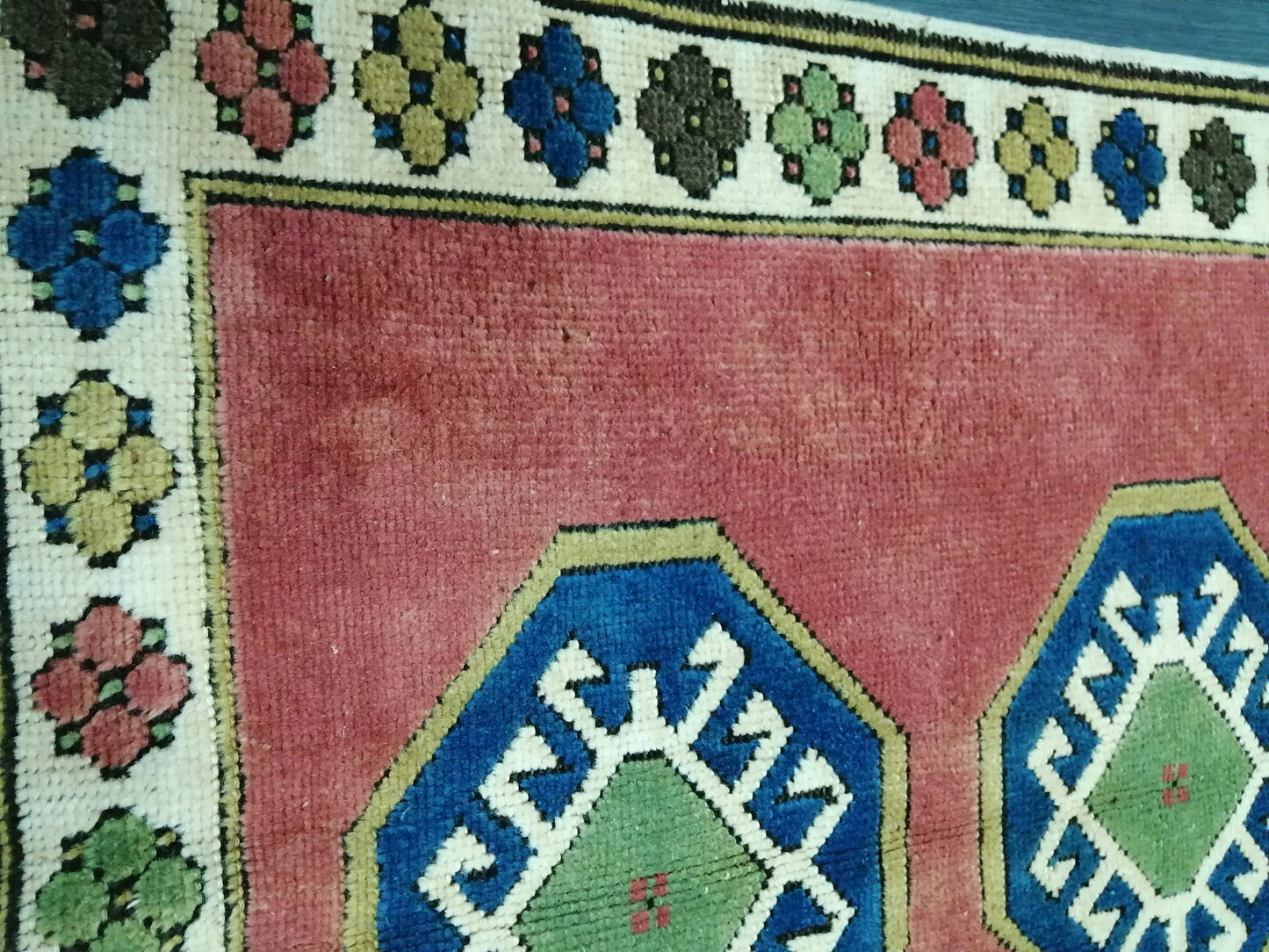 Vintage Rug 3.3 x  4.8 TURKISH HAND MADE Rug Vintage Turkish Rugs   Oushak Rug Turkish Oushak Rug, Vintage Oushak Rug, Wool Rug