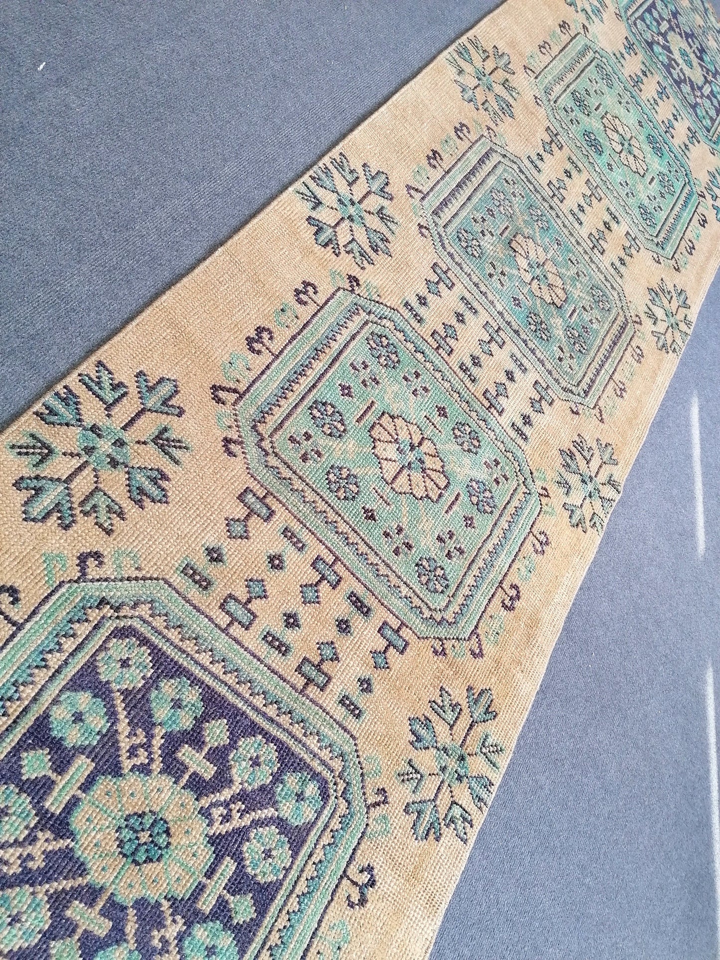 Vintage wool runner 2'7x10'6 oushak vintage runner kitchen runner rug, vintage anatolian runner rug,unique hand made bohemian