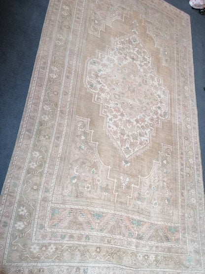 7x12'3 large oushak rug, pastel living room hand made rugs vintage turkish wool rug