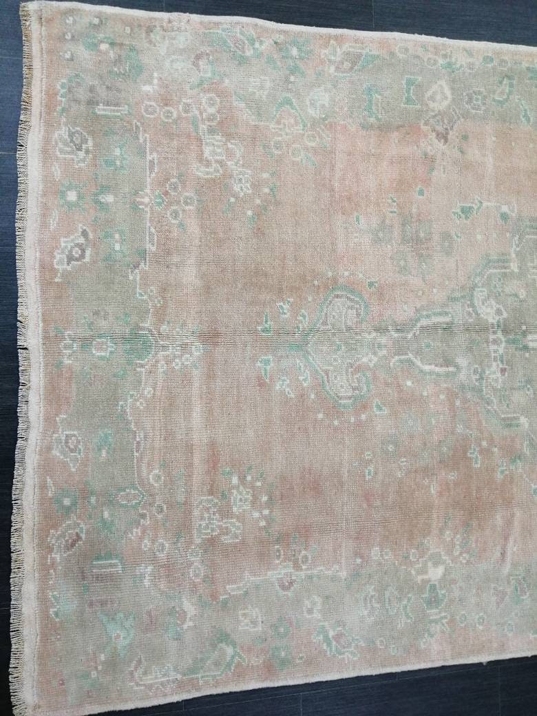 OUSHAK RUG, TURKISH Vintage Rug, Vintage 4.9 x 8.5 Rug, Rug, Vintage Wool Rug Oushak Rug Hand Made Rugs, Made In Turkey Muted Oushak Rug